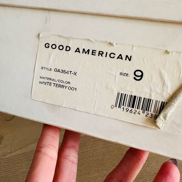 NIB Good American Terry High Heel Slide Sandals 9 White Spa Glam $179 - Picture 11 of 13